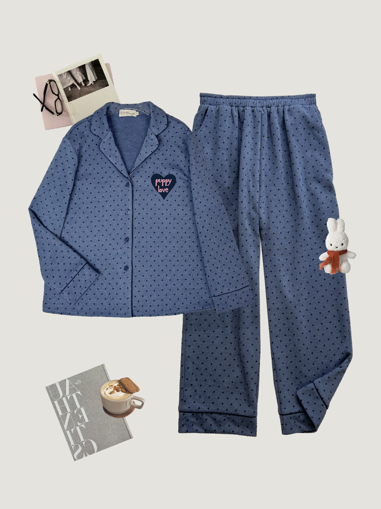 T14 chấm bi xanh hình tim